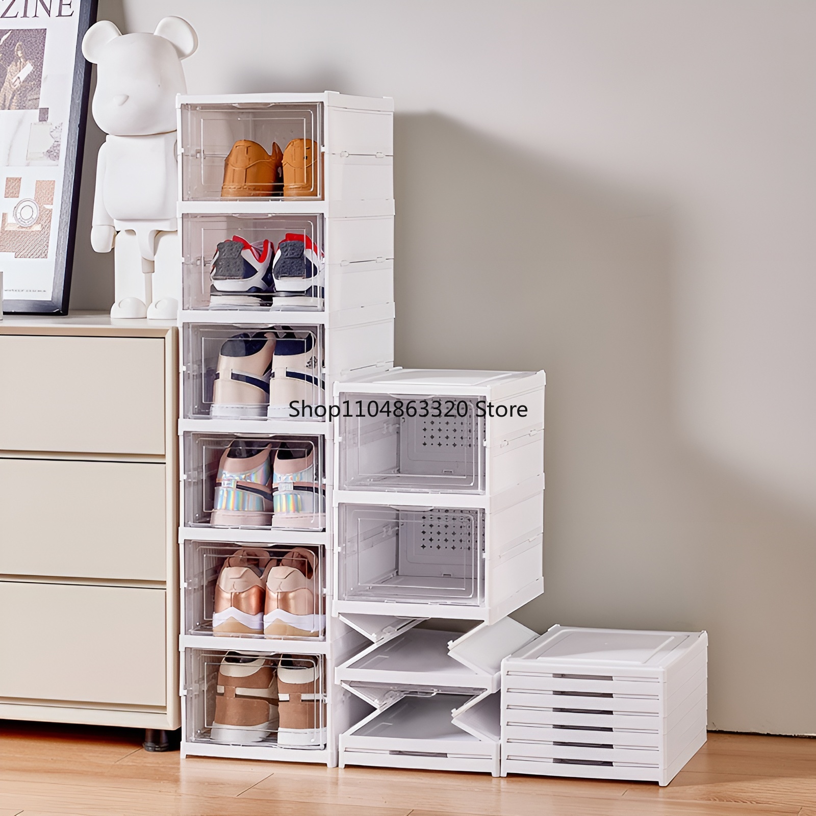 Sneaker Case - 6 Layers Shoes Box Foldable Transparent