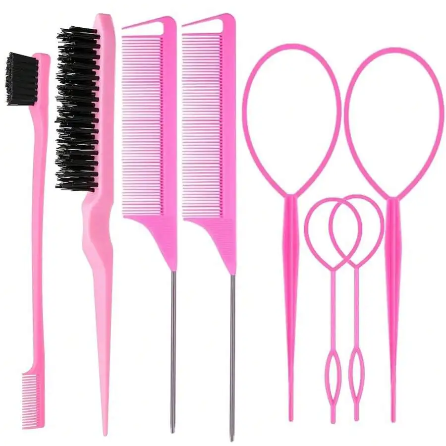 8Pcs Pink Hair Styling Set Wit - Brush Bristle Set recensie en prijs